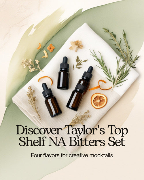 NA Bitters Discovery Set - four botanical alcohol-free bitters beautifully styled